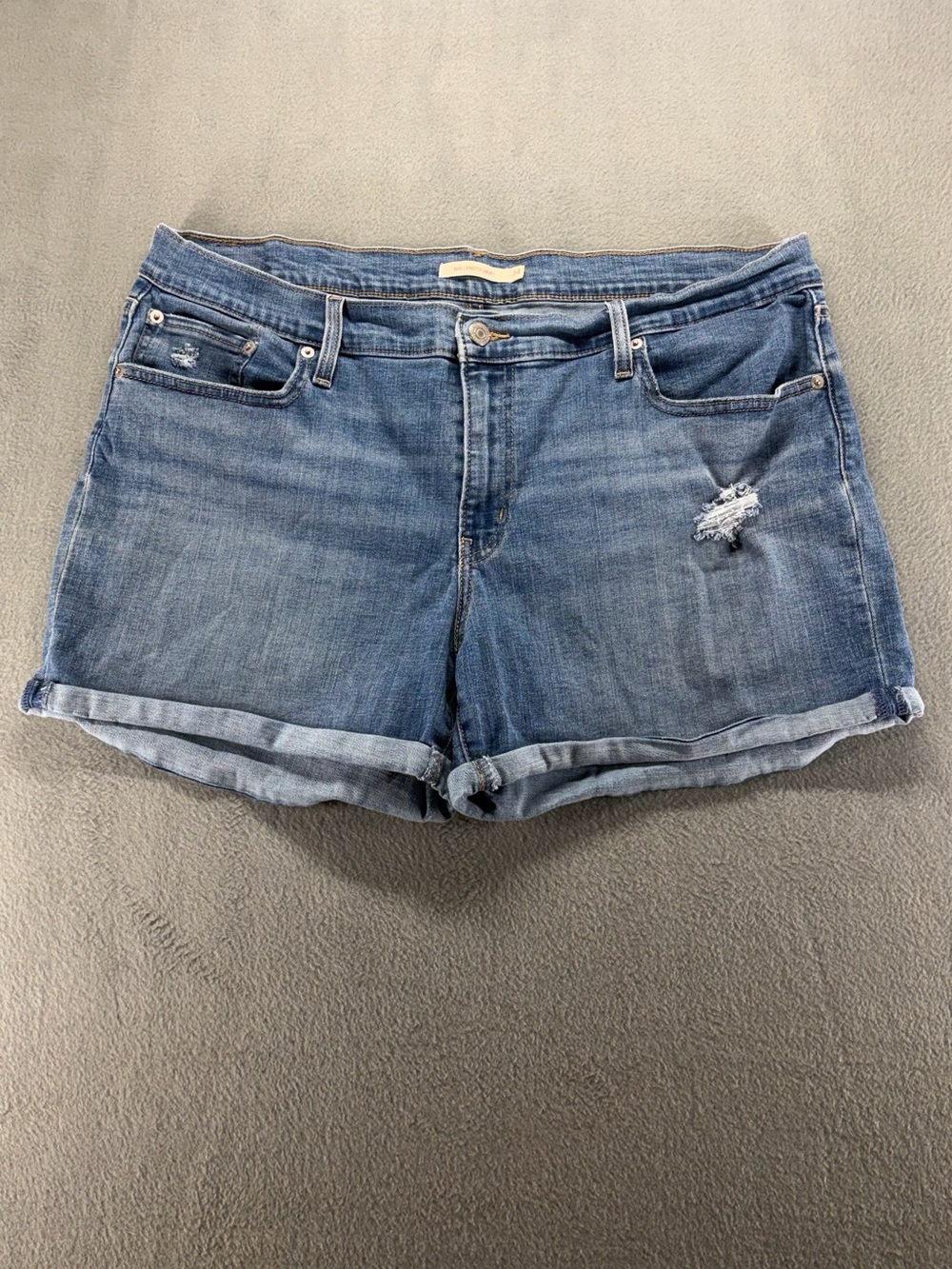 Levi's Women's Distressed Light Blue Denim Roll-Cuff Shorts